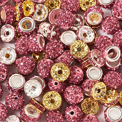 120Pcs 4 Styles Flat Round Iron Rhinestone Spacer Beads FIND-TA0005-68-1