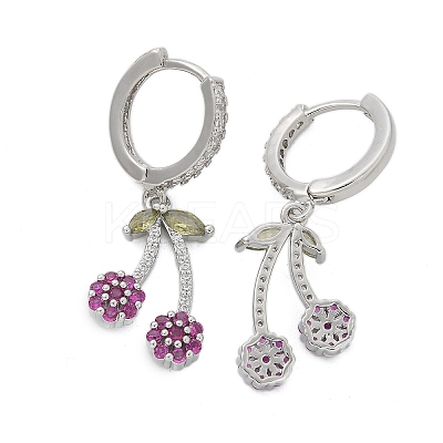 Brass Cubic Zirconia Hoop Earrings EJEW-R016-16P-1
