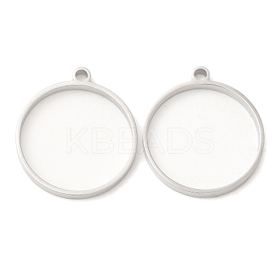 Non-Tarnish 304 Stainless Steel Open Back Bezel Flat Round Pendants STAS-Z040-04B-P-1