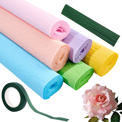 6 Rolls 6 Colors Handmade Crepe Paper DIY-CP0012-89H-1