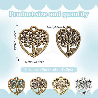 120Pcs 4 Colors Alloy Pendants FIND-GO0003-26-1