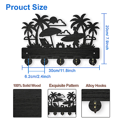 Wood & Iron Wall Mounted Hangers HJEW-WH0055-063-1
