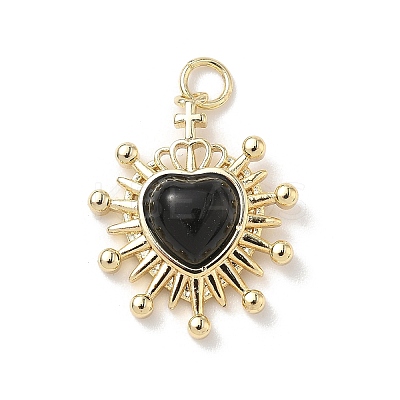 Heart Brass Pendants KK-D426-16C-G-1