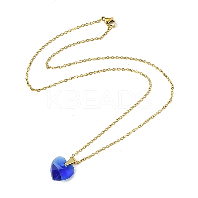Heart Glass Pendant Necklaces NJEW-K117-01G-1
