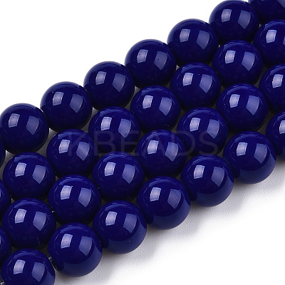 Opaque Solid Color Glass Beads Strands LS-GLAA-T032-P8mm-03-1
