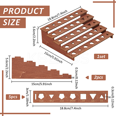 1 Bag 5-Tier Wooden Dice Organizer Display Riser Racks ODIS-BC0001-28-1