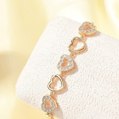 Brass Micro Pave Cubic Zirconia Link Chain Bracelets KK-R217-47G-1