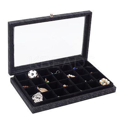 28 Grids Printed Imitation Leather Jewelry Tray Organizer Boxes MRMJ-WH0077-086-1