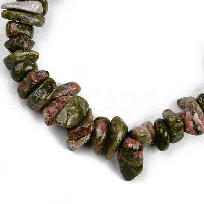 Unisex Chip Natural Unakite Beaded Stretch Bracelets BJEW-S143-20-1