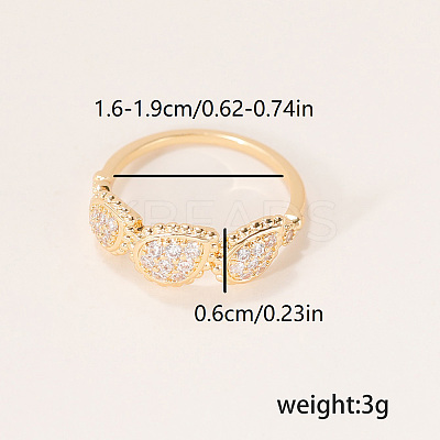 Brass Micro Pave Cubic Zirconia Finger Rings for Women PY9087-3-1