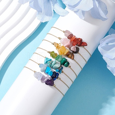 7Pcs 7 Styles Natural & Synthetic Mixed Gemstone Braided Bead Bracelets Set BJEW-JB11034-1