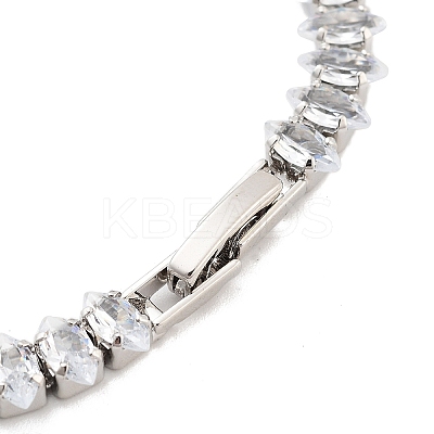 Brass Pave Clear Cubic Zirconia Horse Eye Link Bracelets BJEW-B094-03B-P-1