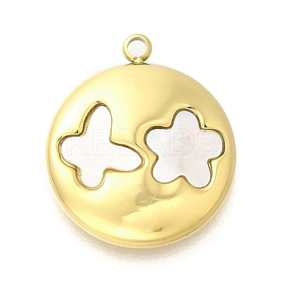 Ion Plating(IP) 304 Stainless Steel Pave Shell Pendants STAS-K263-70G-1