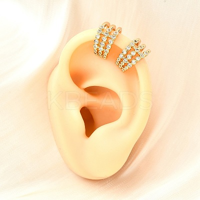 Brass Micro Pave Clear Cubic Zirconia Cuff Earrings EJEW-F370-38B-G-1