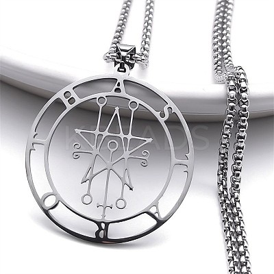 201 Stainless Steel Demonic Symbol Pentagram Pendant Necklaces FS-WG4F203-01-1