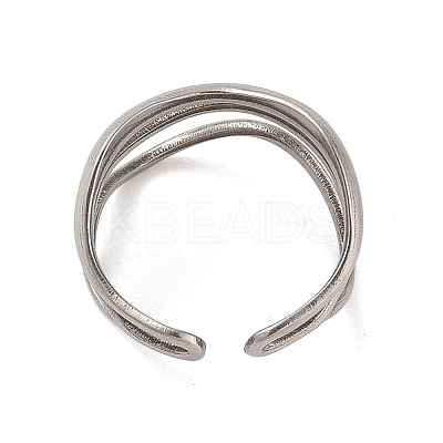 Non-Tarnish Wave 304 Stainless Steel Cuff Rings for Women RJEW-G322-08P-1