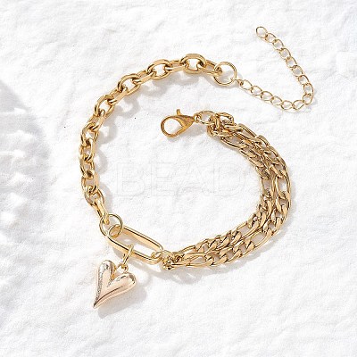 Heart Alloy Charm Bracelets BJEW-JB12775-02-1
