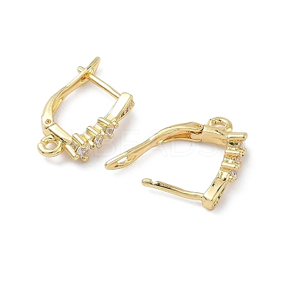 Brass Micro Pave Clear Cubic Zirconia Hoop Earring Findings KK-Z143-05G-1