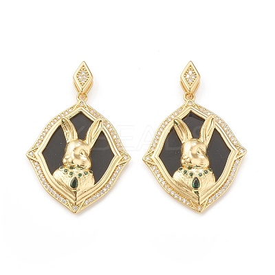 Eco-Friendly Brass Micro Pave Cubic Zirconia Pendants KK-I698-13G-1