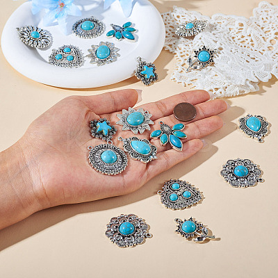 18Pcs 9 Style Tibetan Style Alloy Pendants FIND-TA0003-76-1