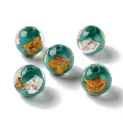 Handmade Gold & Silver Foil Lampwork Beads GLAA-G107-07A-08-1