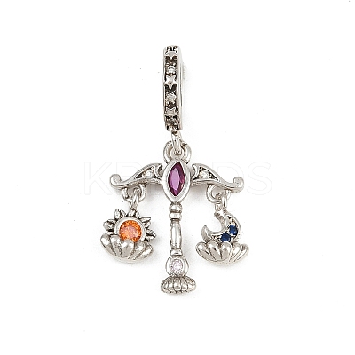 Brass Colorful Rhinestone European Dangle Charms LS-KK-P324-07P-1