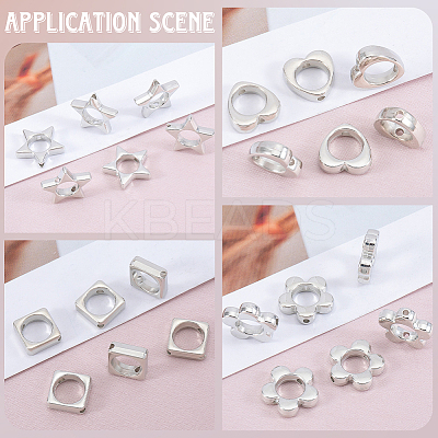 180Pcs 6 Styles 2-Hole CCB Plastic Beads Frame CCB-SP0001-10P-1