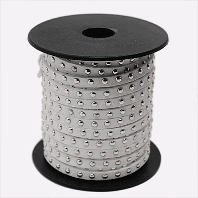 Silver Aluminum Studded Faux Suede Cord LW-D004-03-S-1