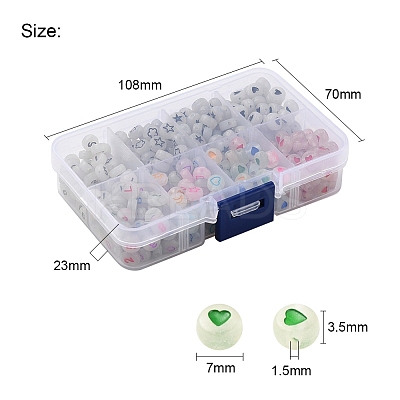 480Pcs 8 Style Flat Round Luminous Acrylic Beads DIY-YW0003-01-1