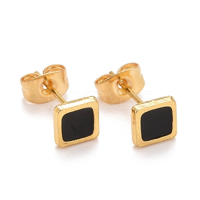304 Stainless Steel Enamel Stud Earrings EJEW-B009-05G-01-1