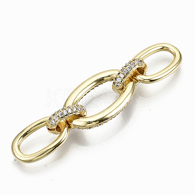 Brass Micro Pave Clear Cubic Zirconia Links Connectors LS-KK-S061-45G-NR-1