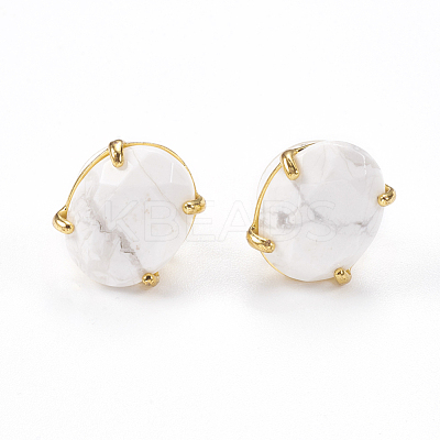 Natural Howlite Stud Earrings EJEW-L196-04C-1