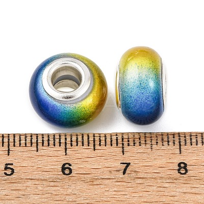 Two Tone Opaque Resin Rondelle European Beads RESI-Z046-02J-1