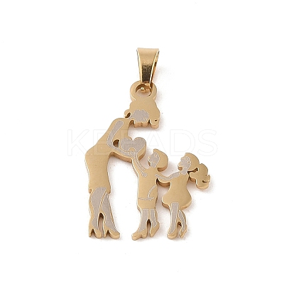 Mother's Day Ion Plating(IP) 304 Stainless Steel Pendants STAS-U002-08G-1