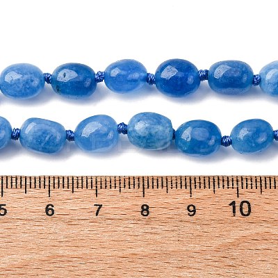 Natural Dyed Malaysia Jade Tumble Stone Nuggets Beaded Long Necklaces for Women NJEW-F340-A06-1