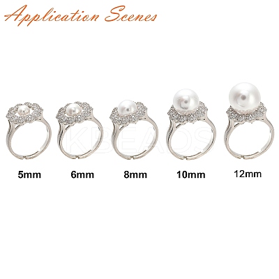 Flower Brass Micro Pave Clear Cubic Zirconia Cuff Ring Settings KK-D378-32P-1