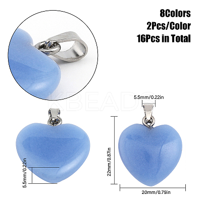 16Pcs 8 Colors Synthetic Luminous Stone Pendants G-CA0001-69-1