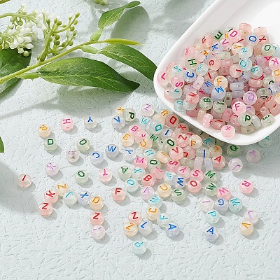 300Pcs Luminous Acrylic Beads MACR-YW0001-40-1