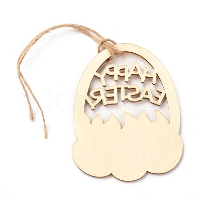 DIY Egg Shape Handmade Hollow Out Graffiti Wood WOOD-G007-03-1