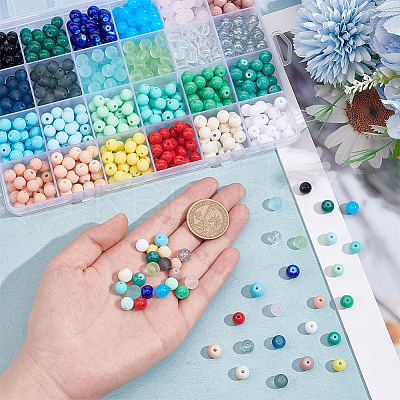DIY 552~600Pcs 24 Style Round Beads Jewelry Making Finding Kit DIY-PH0013-59-1