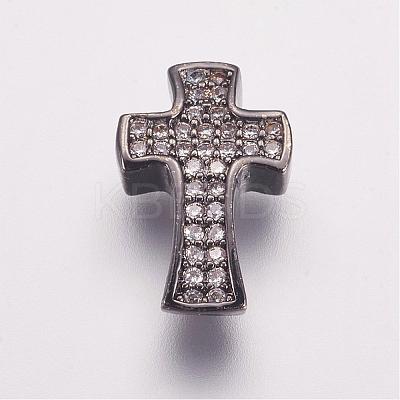 Brass Micro Pave Cubic Zirconia Beads ZIRC-G087-28B-1