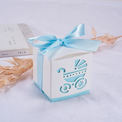 Hollow Stroller BB Car Carriage Candy Box wedding party gifts with Ribbons CON-BC0004-97D-1