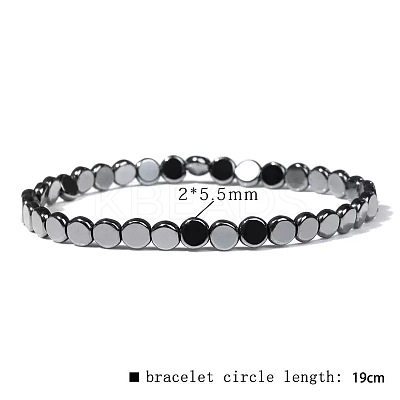 Synthetic Non-magnetic Hematite Beads Stretch Bracelets for Men RL7655-13-1