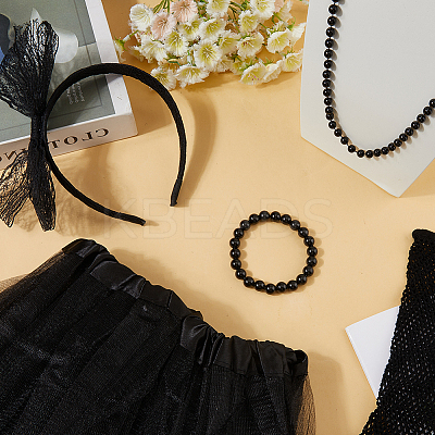 Polyester Hair Band & Nylon Gloves && Lace Dress & Plastic Beads Necklace and Bracelets Sets DIY-WH20062-11A-1