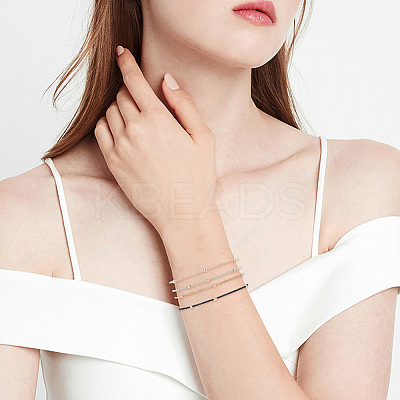24Pcs 4 Colors Stainless Steel Satellite Chains Stretch Bracelets Set for Women BJEW-UN0001-36-1