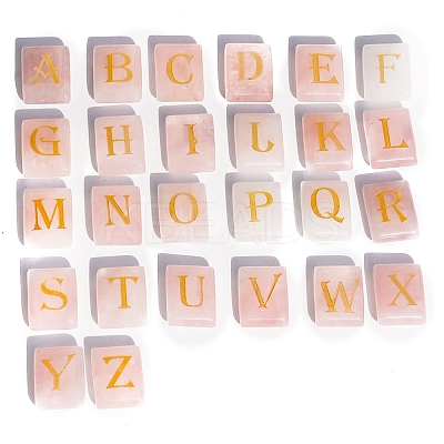 26Pcs 26 Styles Rectangle Natural Rose Quartz Lettern Stones PW-WG36204-04-1