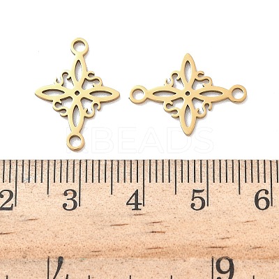 304 Stainless Steel Rhombus Flower Connector Charms STAS-G361-04G-1