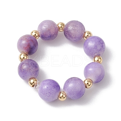 5Pcs 5 Styles Natural White Jade & Indian Agate & Lapis Lazuli & Red Aventurine & Opalite Stretch Rings RJEW-JR00760-1