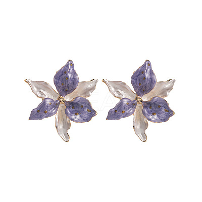 Alloy Enamel Stud Earrings for Women WG8E049-02-1