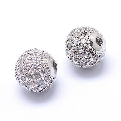 Rack Plating Brass Cubic Zirconia Beads ZIRC-S001-10mm-A02-1